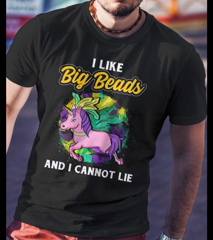 I Like Big Beads And I Cannot Lie Kids Funny Mardi Gras Pink And Pur T-Shirt