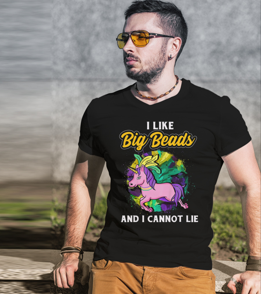 I Like Big Beads And I Cannot Lie Kids Funny Mardi Gras Pink And Pur T-Shirt