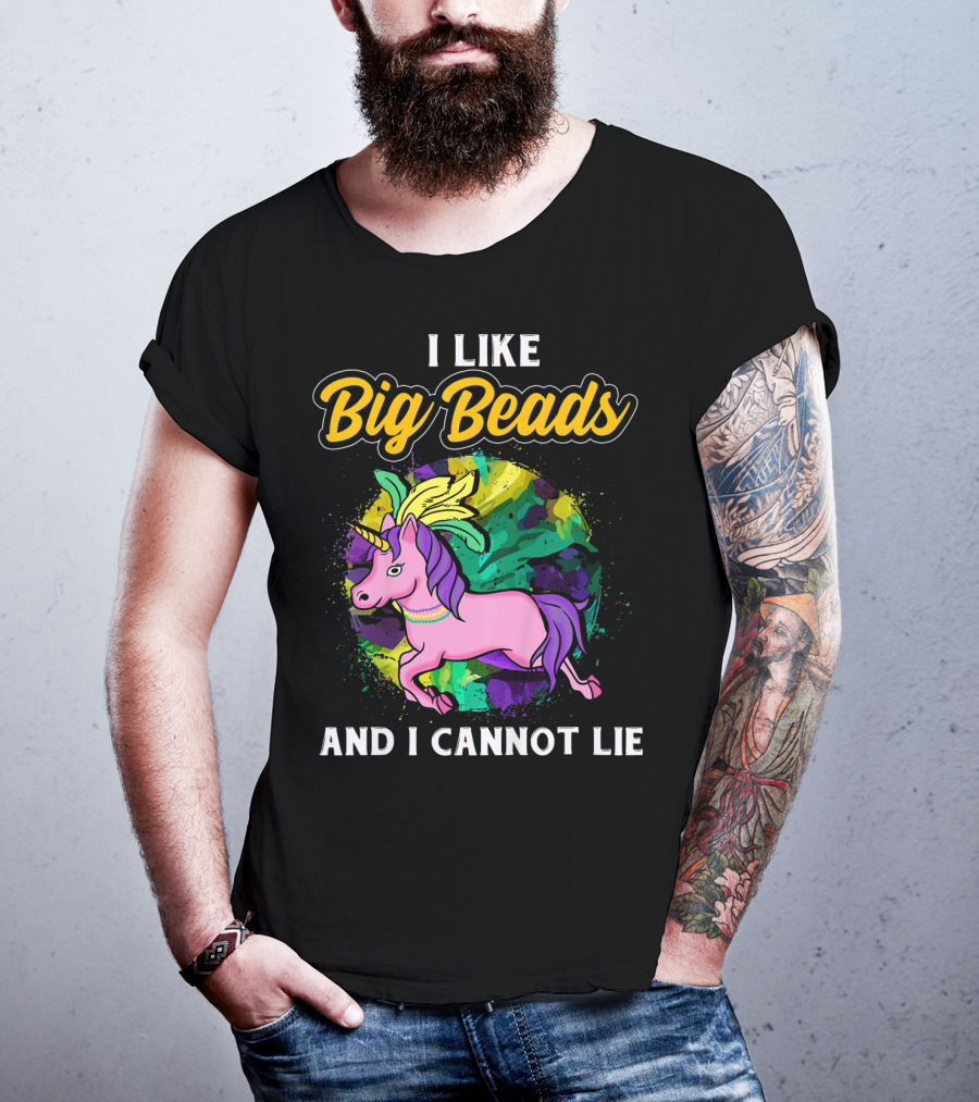 I Like Big Beads And I Cannot Lie Kids Funny Mardi Gras Pink And Pur T-Shirt
