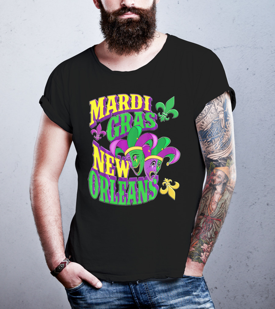 Mardi Gras Masks New Orleans Fleur-de-Lis Parade T-Shirt