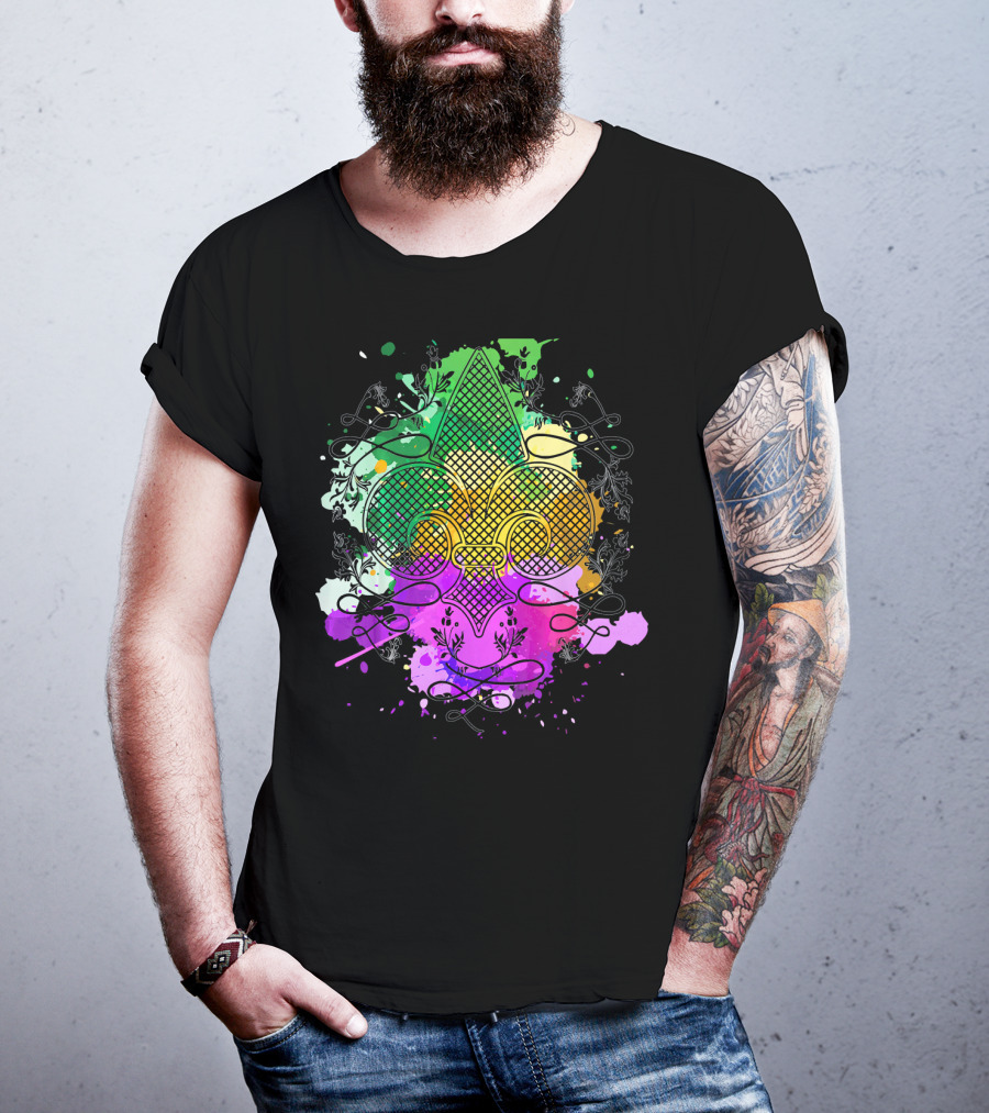 Fleur De Lis Mardi Gras Carnival Colors T-Shirt