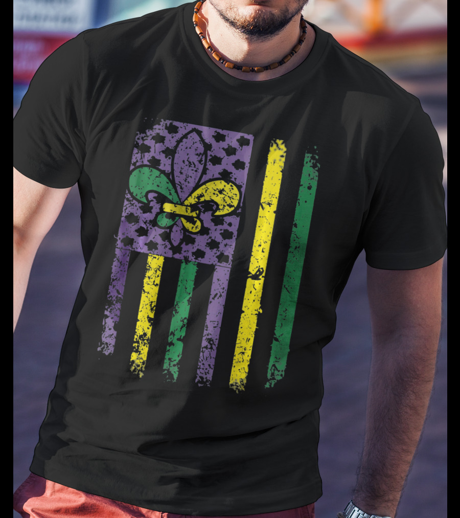 Mardi Gras Flag Fleur-de-Lis New Orleans T-Shirt