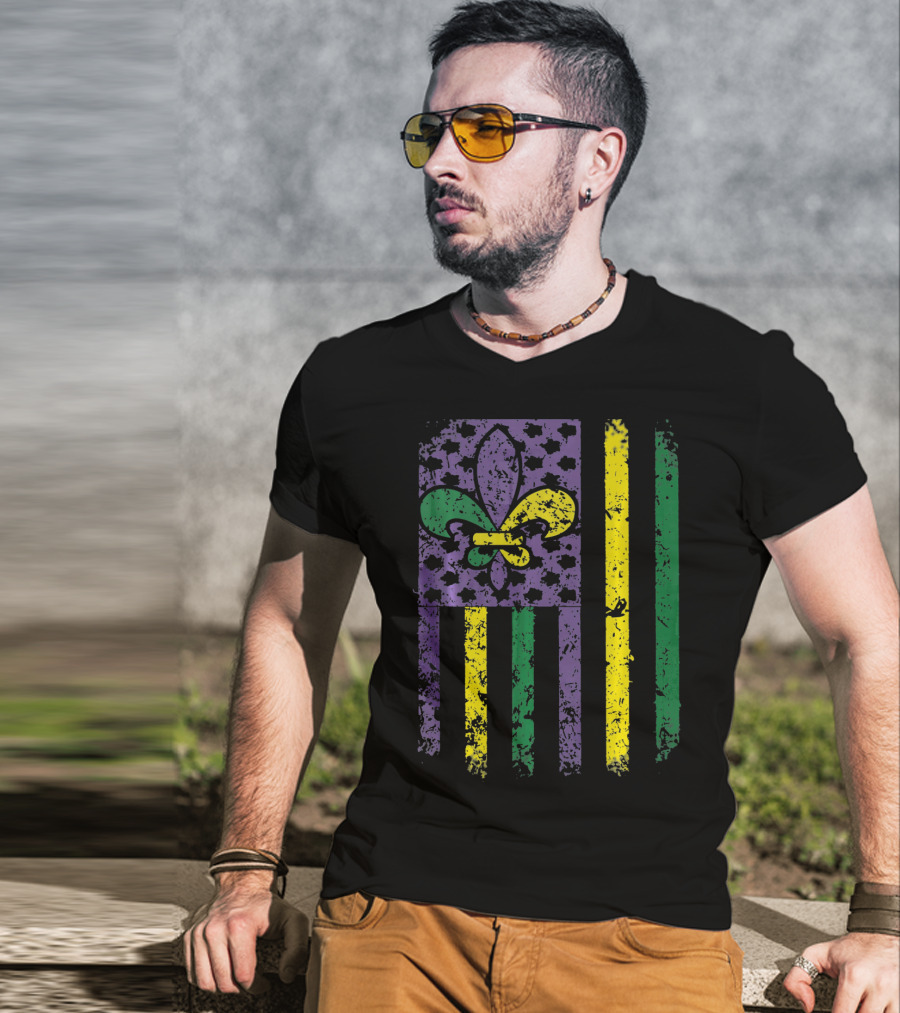 Mardi Gras Flag Fleur-de-Lis New Orleans T-Shirt