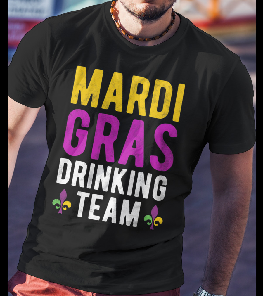 Mardi Gras Drinking Team New Orleans Fleur-de-Lis T-Shirt