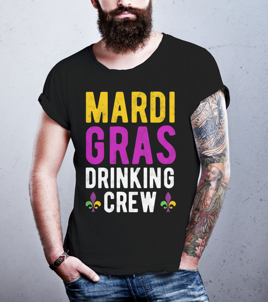 Mardi Gras Drinking Crew Fleur De Lis T-Shirt