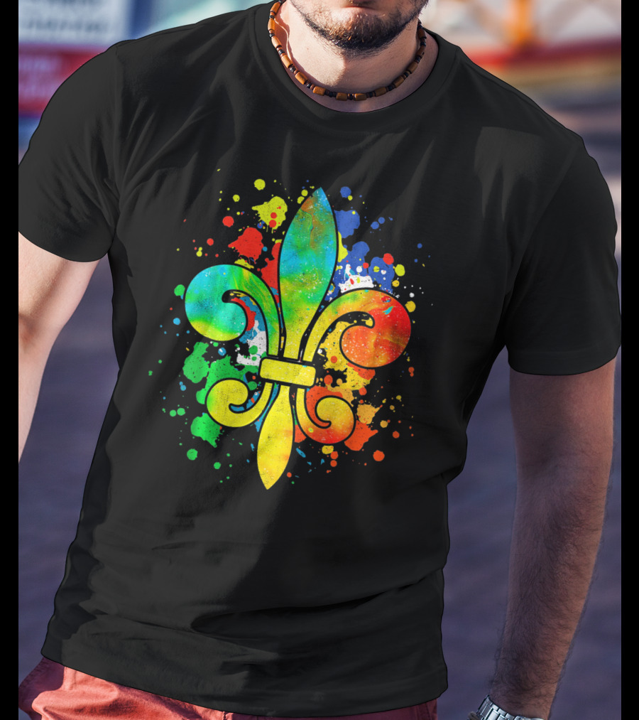 Mardi Gras New Orleans Colorful Fleur De Lis T-Shirt