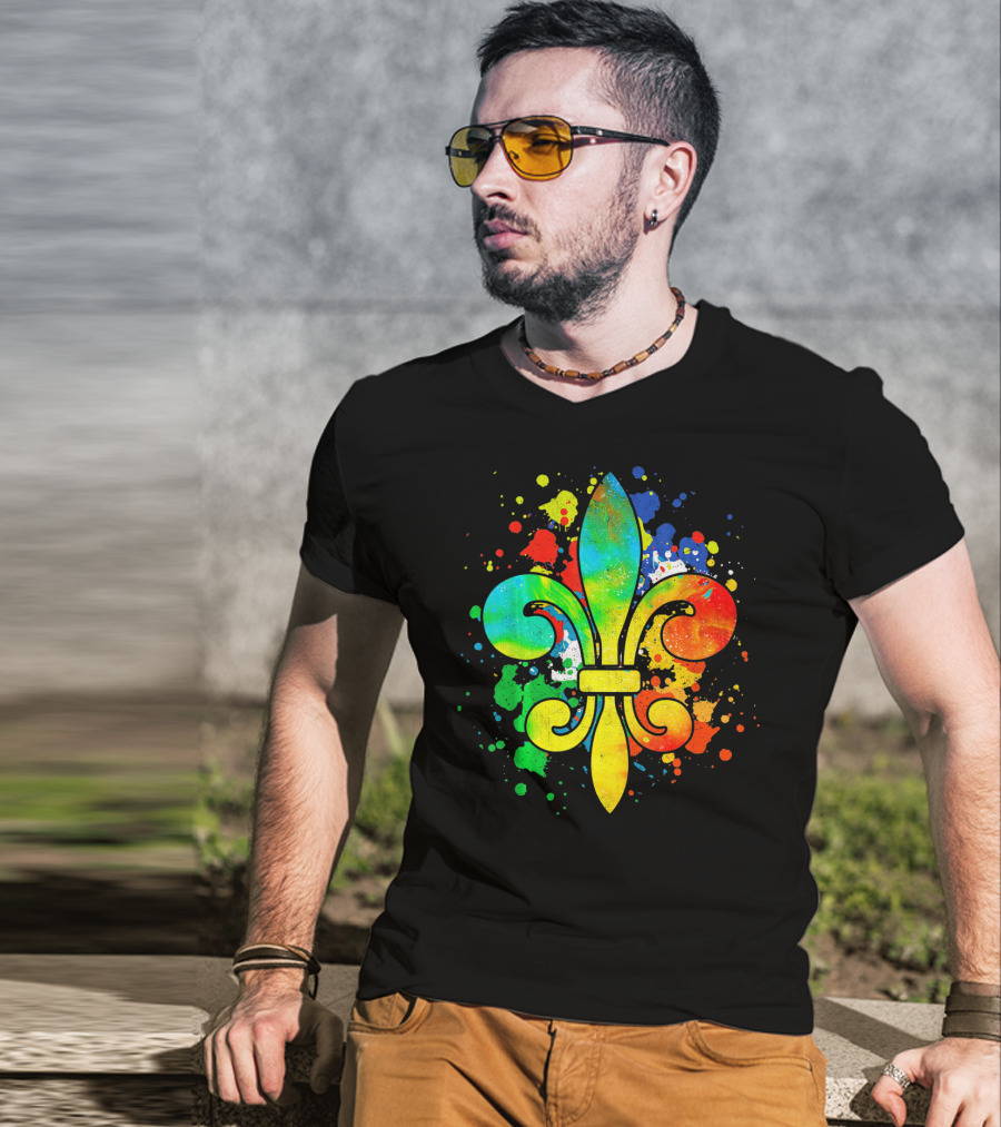 Mardi Gras New Orleans Colorful Fleur De Lis T-Shirt