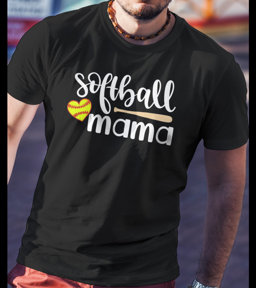Softball Mama Heart And Bat T-Shirt