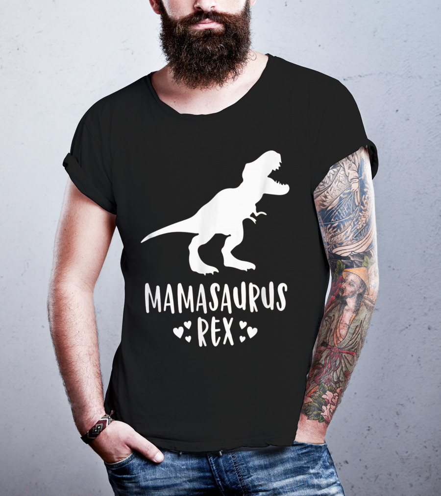 Mamasaurus Rex Mother Dinosaur With Hearts T-Shirt