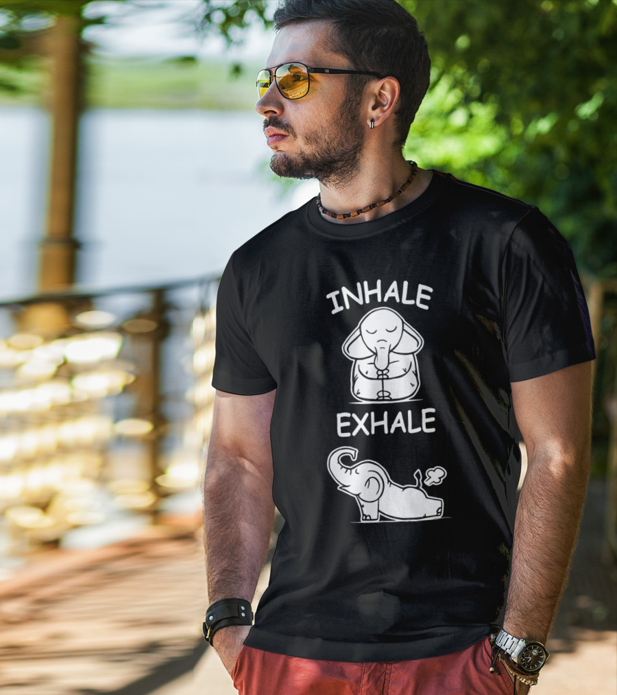 Inhale Exhale Cute Elephant Yoga Lover Meditation T-Shirt