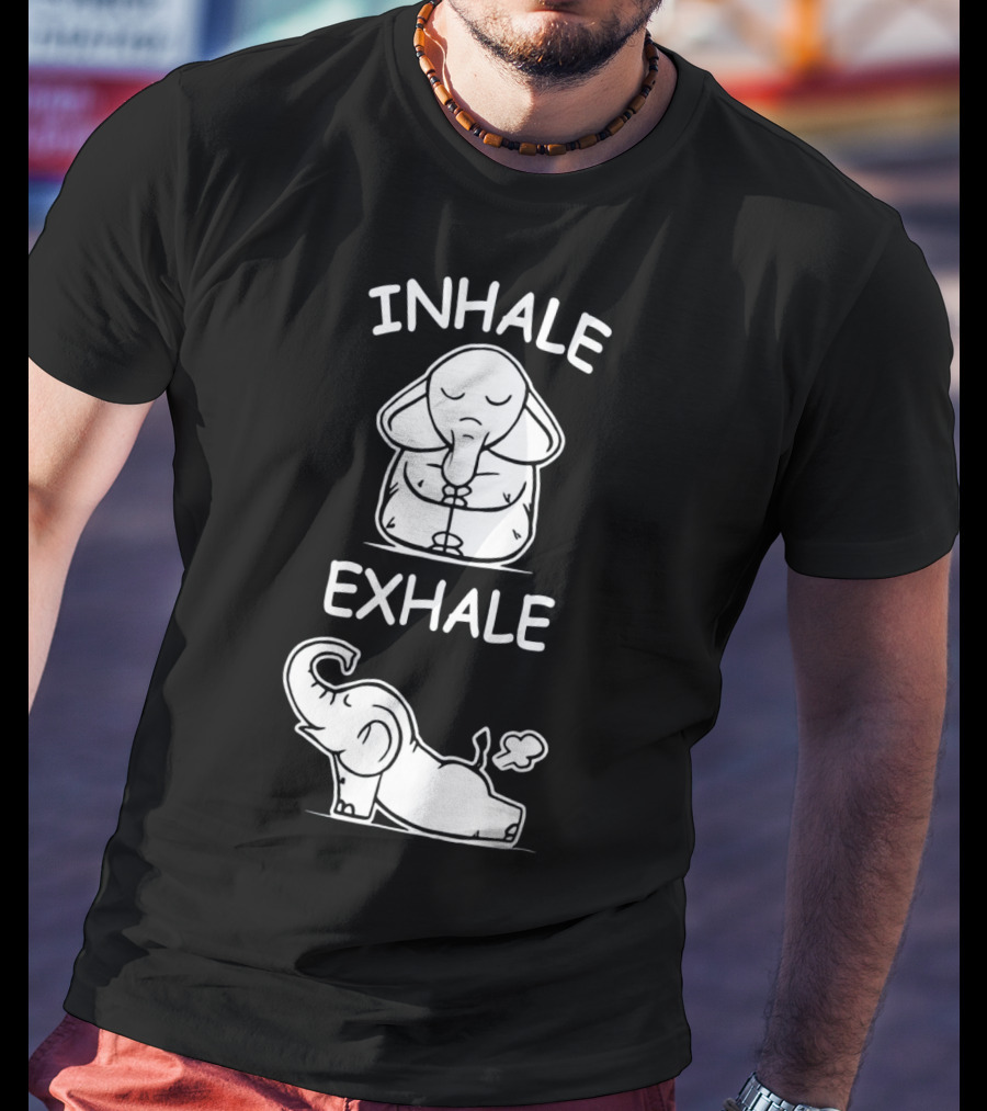 Inhale Exhale Cute Elephant Yoga Lover Meditation T-Shirt