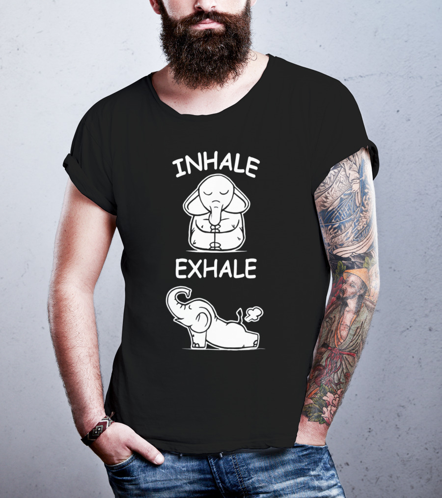 Inhale Exhale Cute Elephant Yoga Lover Meditation T-Shirt