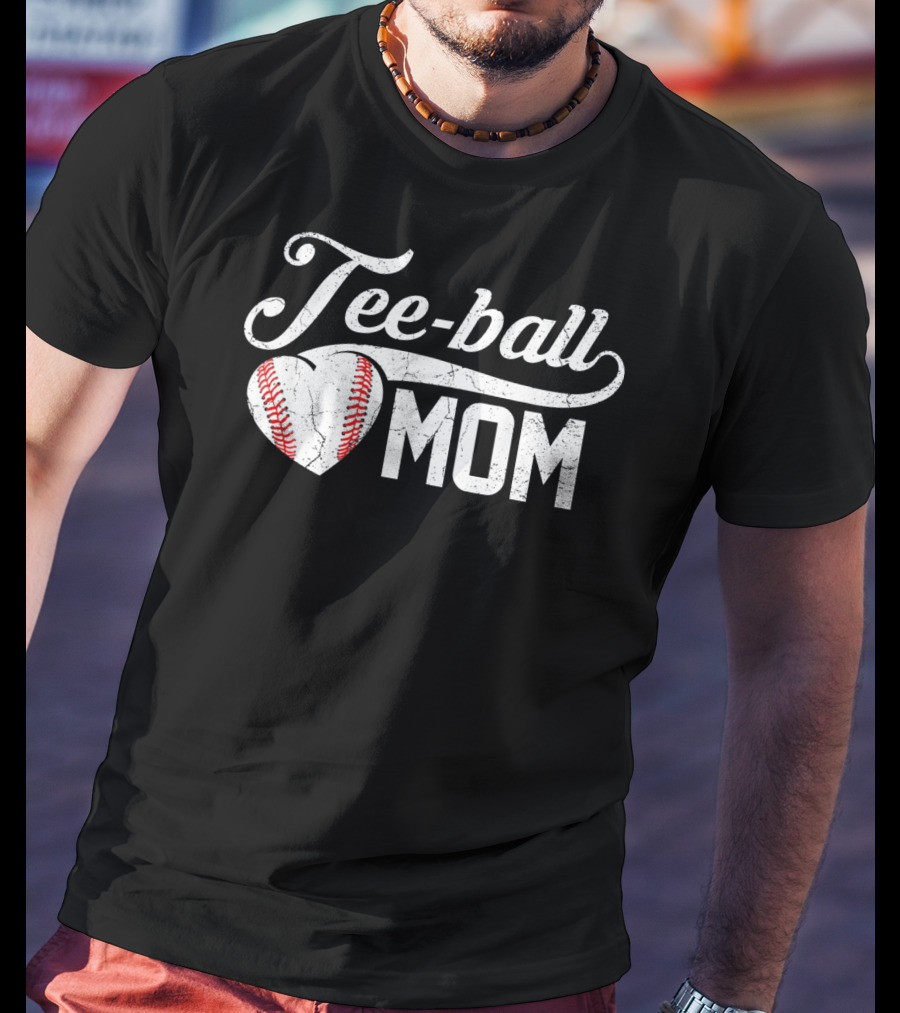 Tee-Ball Mom Heart Baseball T-Shirt