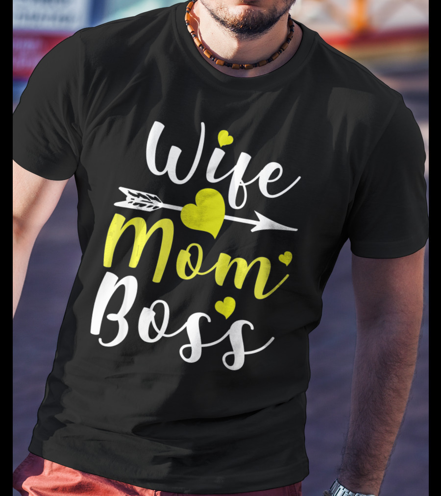 Wife Mom Boss Arrow Heart T-Shirt