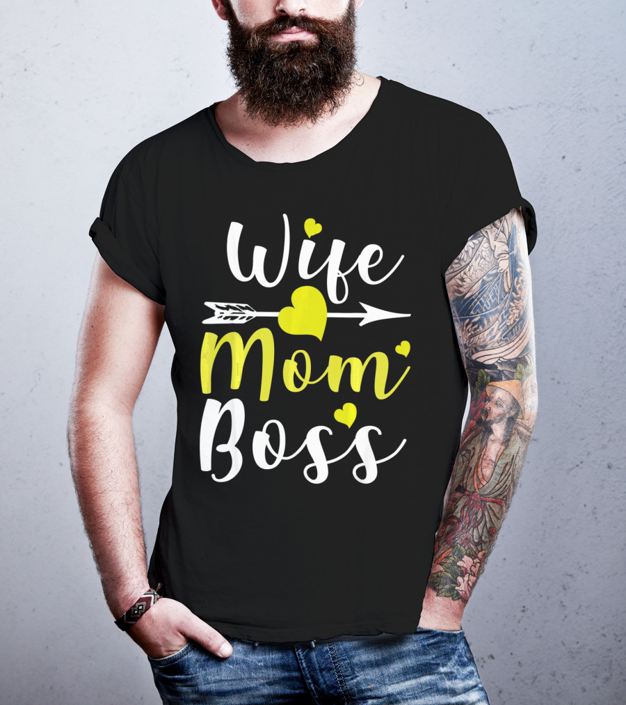 Wife Mom Boss Arrow Heart T-Shirt