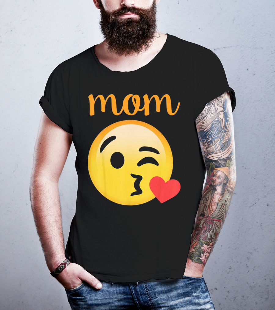 Mom Kissing Emoji Heart Kiss Emoji T-Shirt