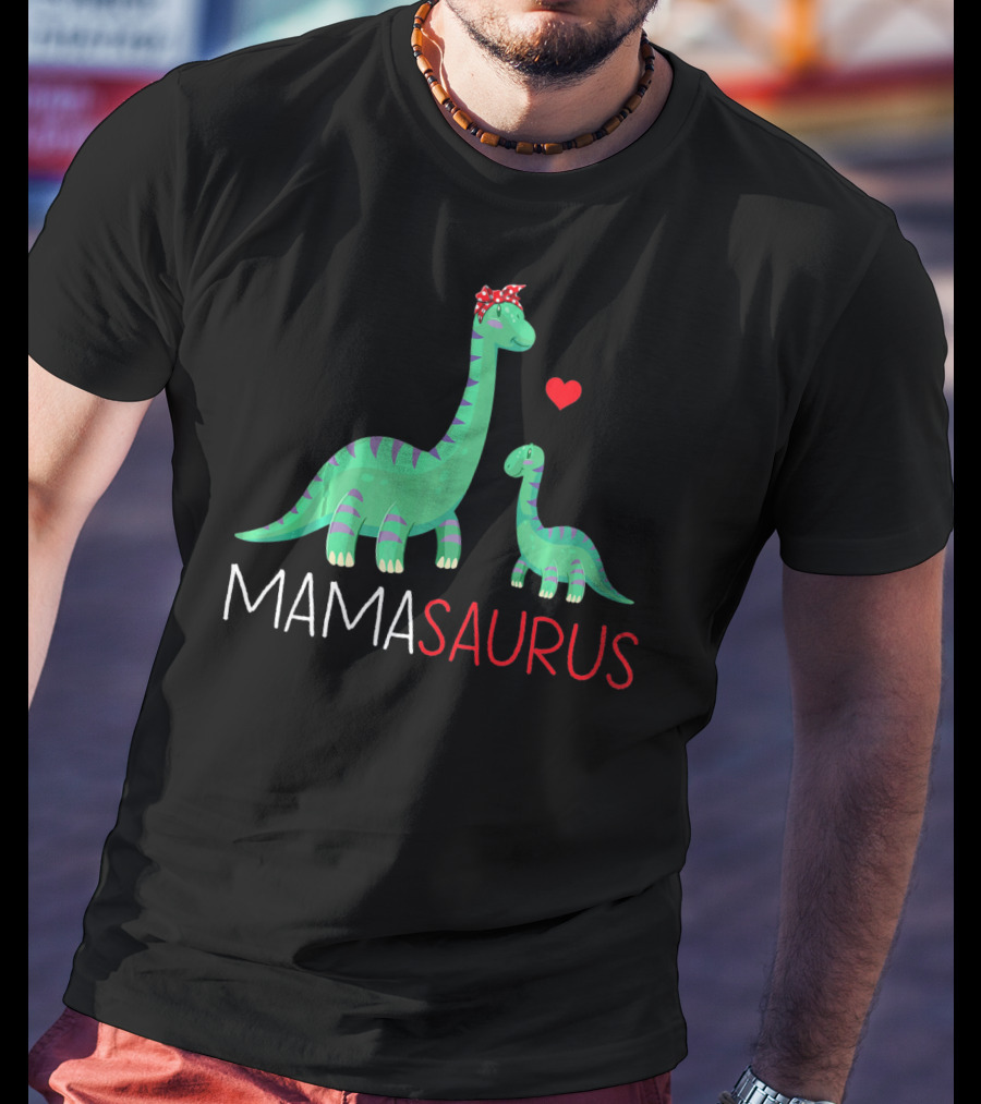 Mamasaurus Rex Mama Saurus Dinosaurs With Heart And Bow T-Shirt