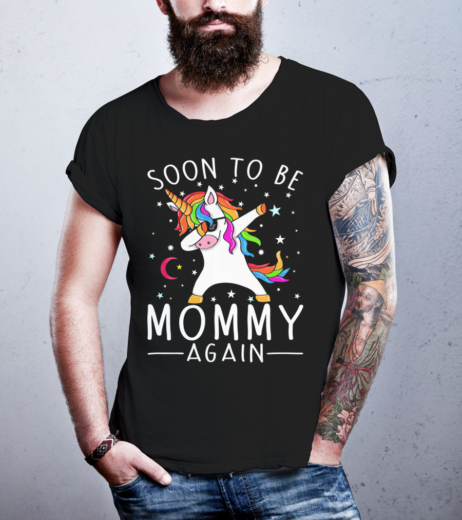 Soon To Be Mommy Again Unicorn Dab Stars T-Shirt