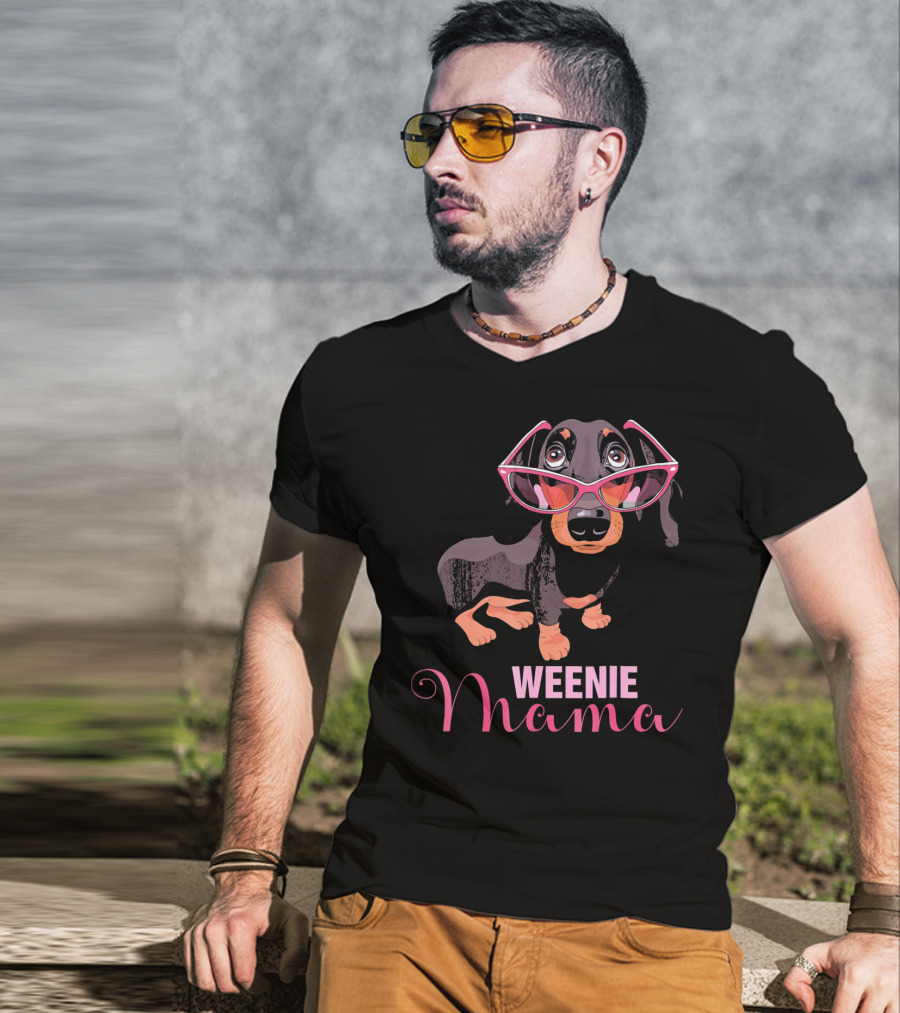 Weenie Mama Cute Dachshund Sunglasses T-Shirt