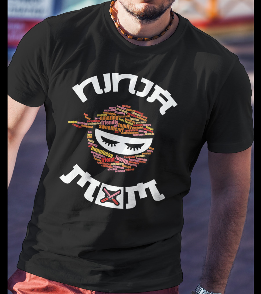 Ninja Mom Text Art With Eyemask And Crossed Swords T-Shirt