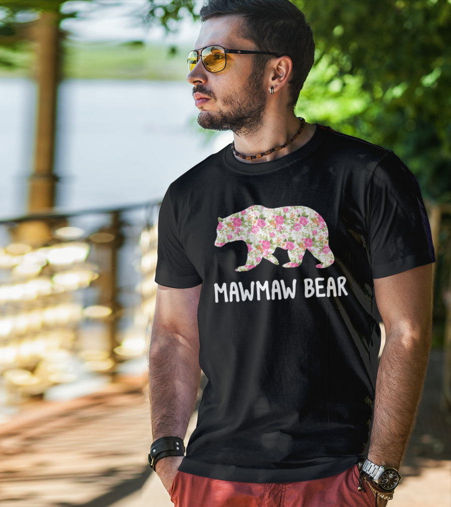 Mawmaw Bear Floral Grandmother T-Shirt