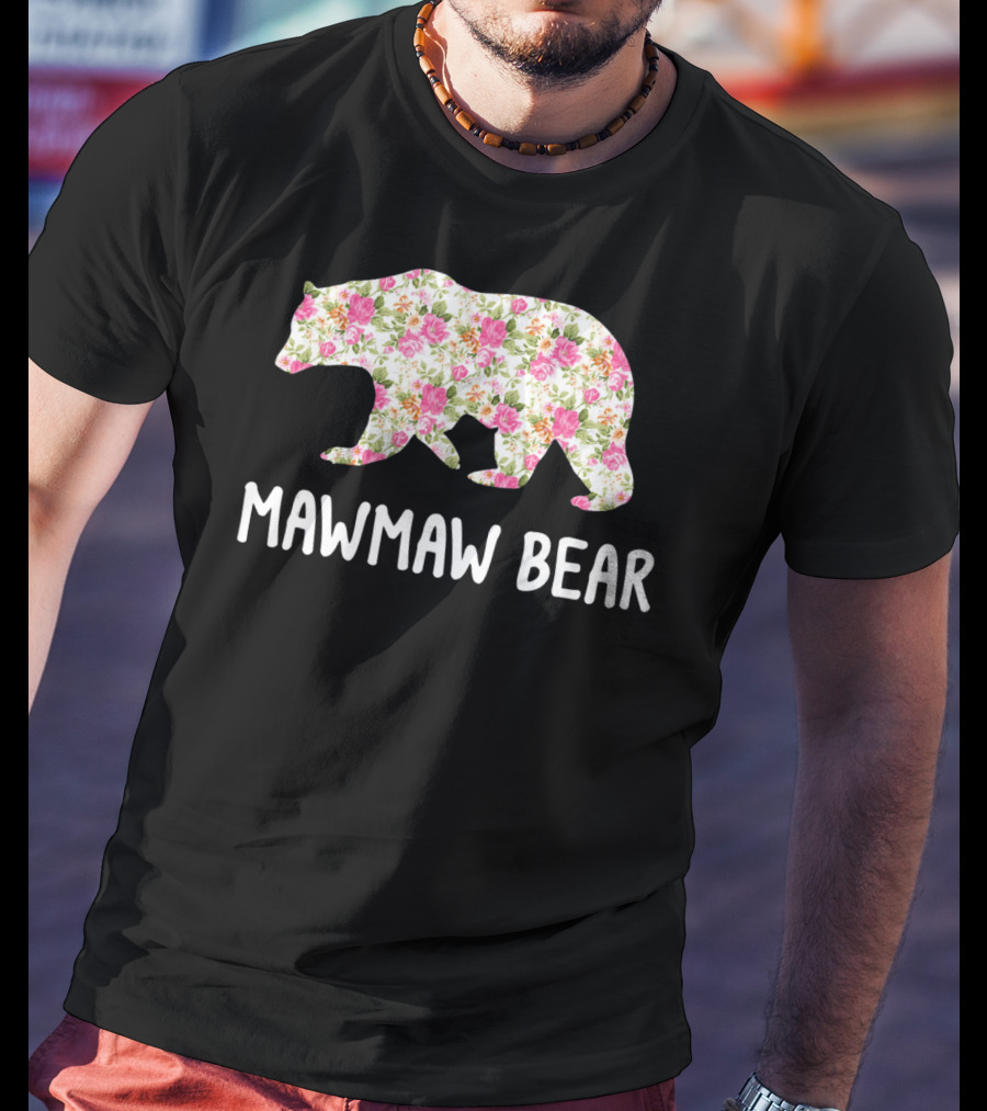 Mawmaw Bear Floral Grandmother T-Shirt