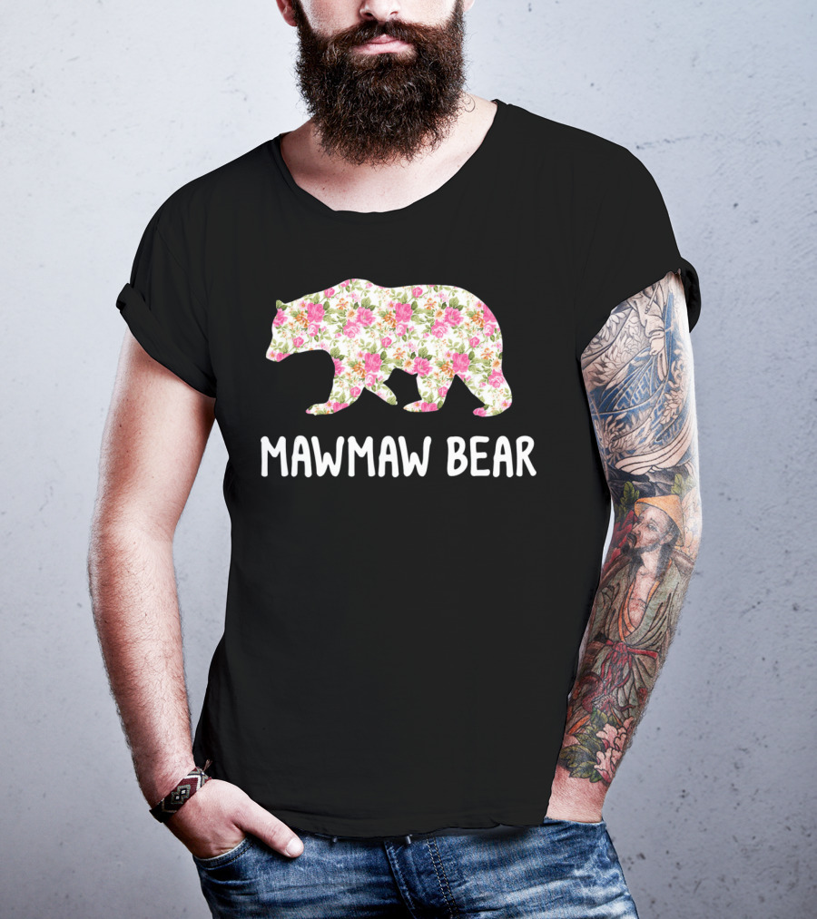 Mawmaw Bear Floral Grandmother T-Shirt