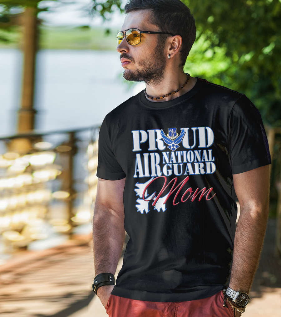 Proud Air National Guard Mom USAF Emblem With Jet T-Shirt