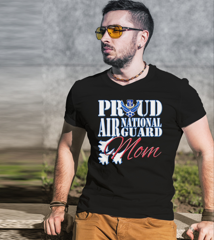Proud Air National Guard Mom USAF Emblem With Jet T-Shirt