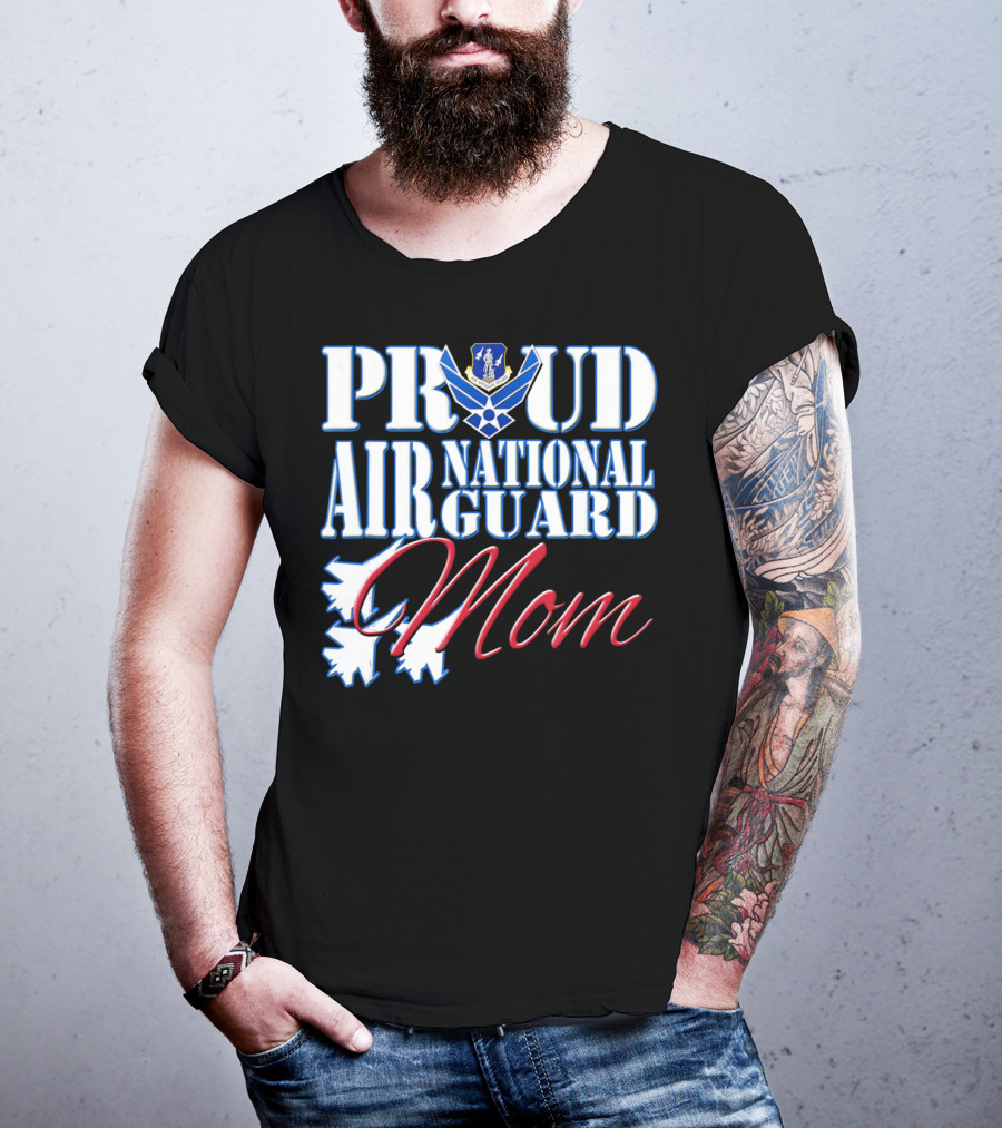 Proud Air National Guard Mom USAF Emblem With Jet T-Shirt