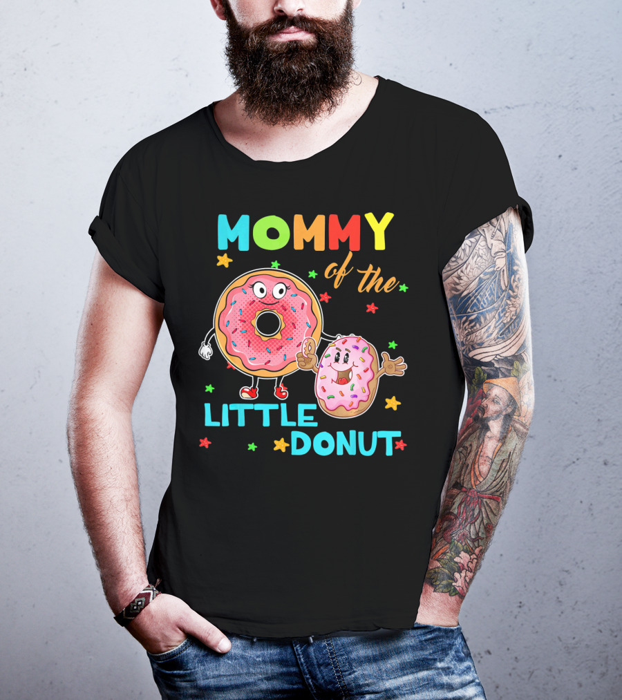 Mommy Of The Little Donut With Cute Colorful Cartoon Donuts And Stars T-Shirt