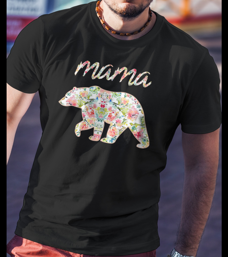 Mama Bear Floral Pattern With Colorful Flowers T-Shirt