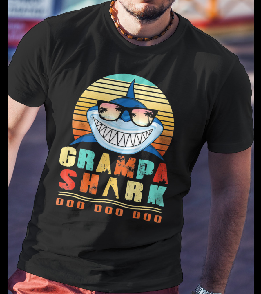 Grampa Shark Doo Doo Doo Retro Vintage T-Shirt