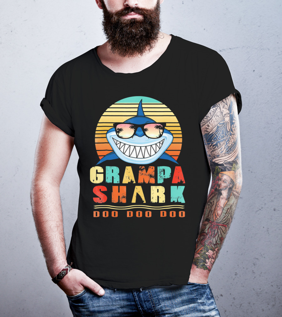 Grampa Shark Doo Doo Doo Retro Vintage T-Shirt