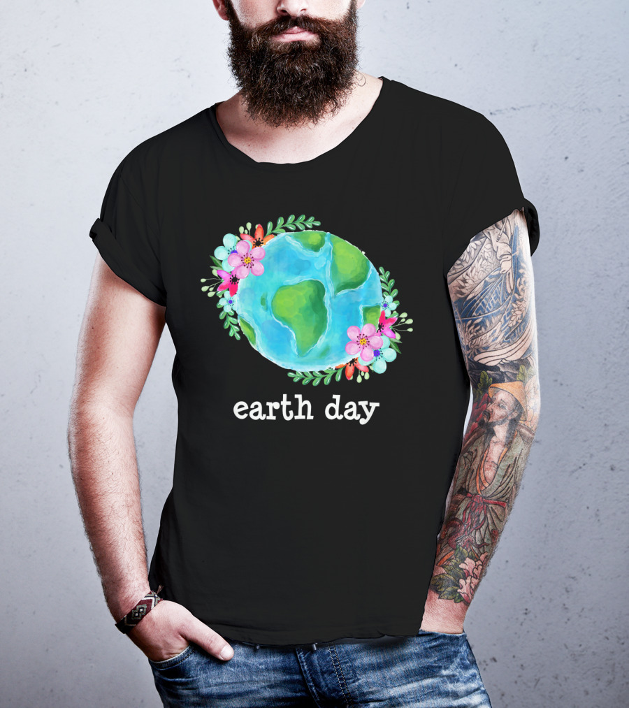 Earth Day Floral Globe Mother Nature T-Shirt
