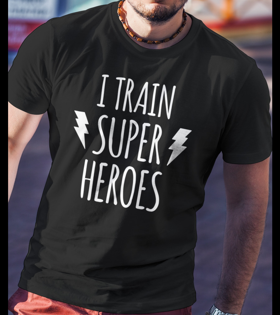 I Train Super Heroes Lightning Bolt Fun T-Shirt