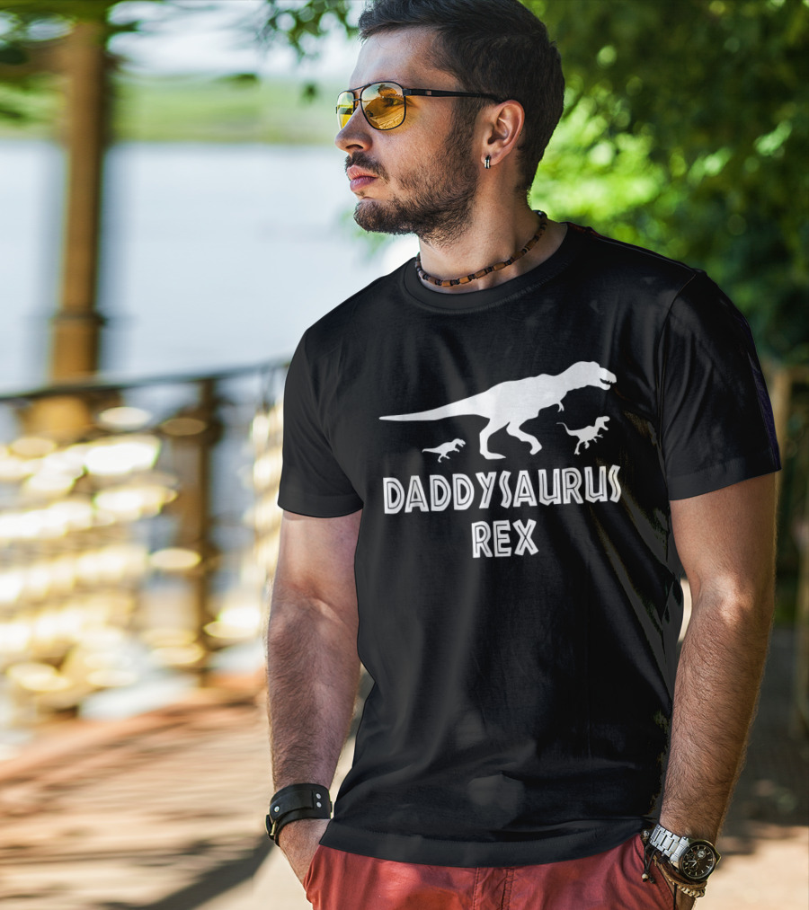 Mens Daddysaurus Rex Funny Dinosaur Dad Father's Day T-Rex T-Shirt