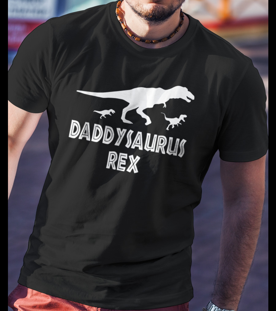 Mens Daddysaurus Rex Funny Dinosaur Dad Father's Day T-Rex T-Shirt