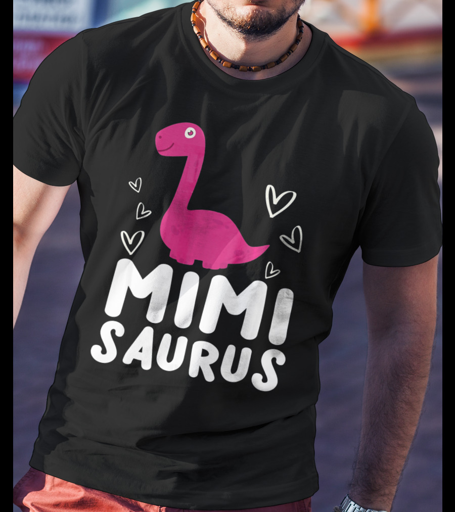 Mimisaurus Rex Mimi Saurus Din Pink Dinosaur With Hearts T-Shirt