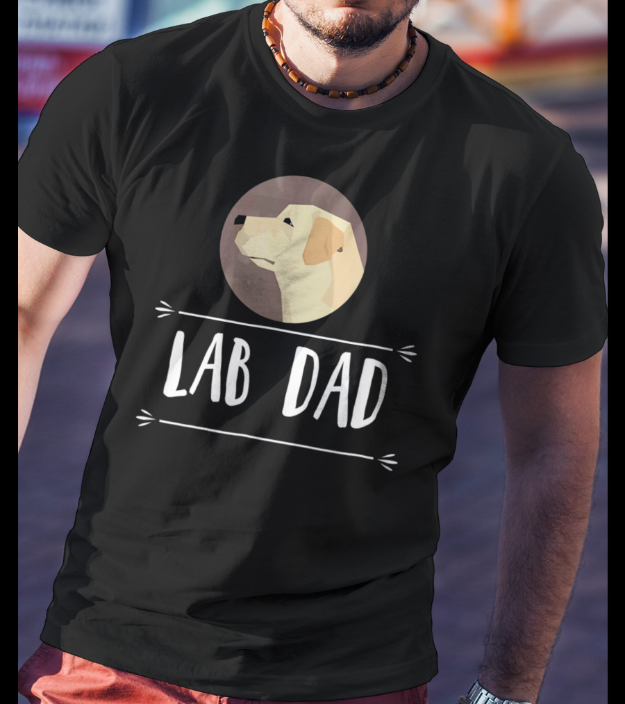 Lab Dad Yellow Labrador Retriever Dog Circle Emblem T-Shirt