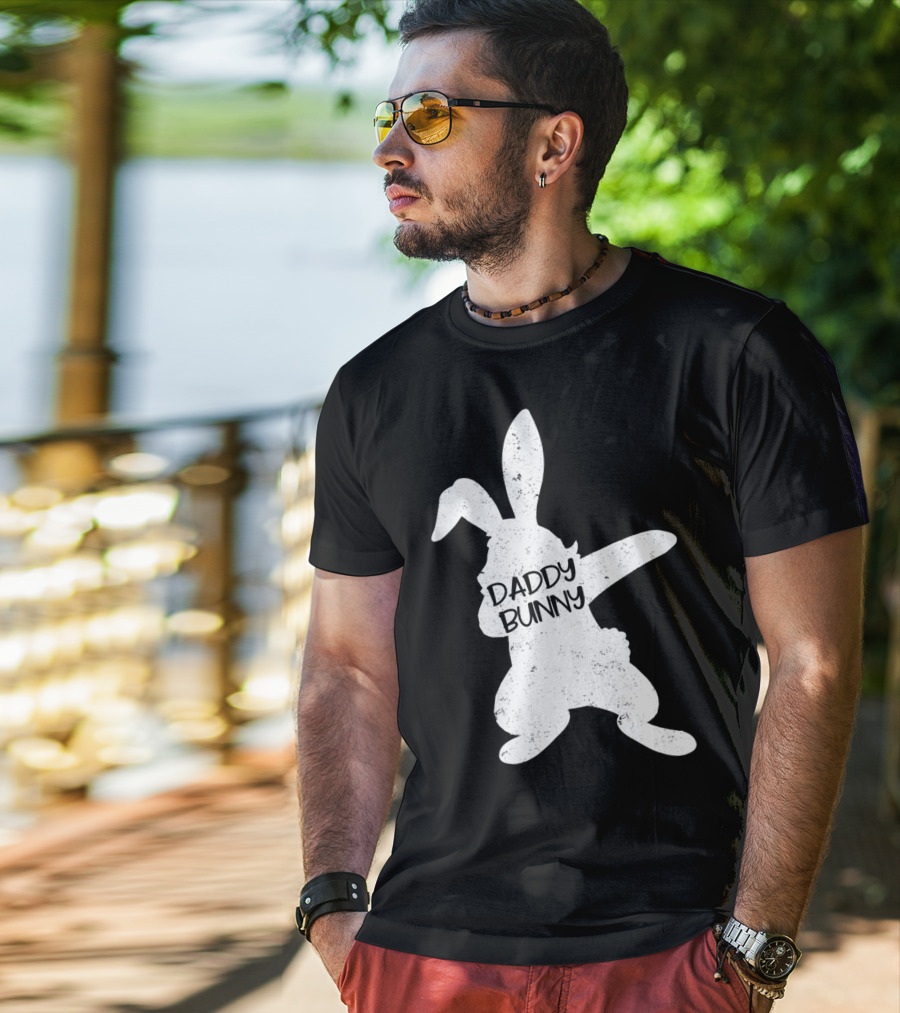 Daddy Bunny Dabbing Rabbit Cute Matching T-Shirt