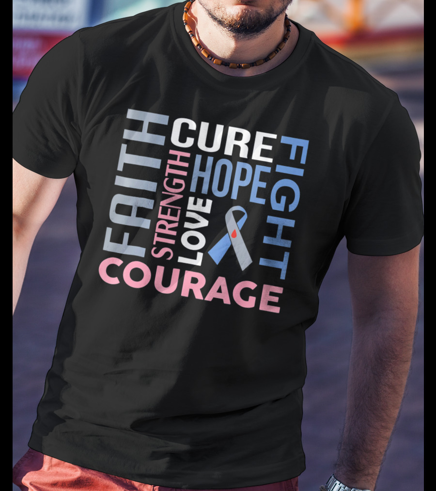 Faith Cure Fight Strength Hope Love Courage Diabetes Awareness T-Shirt