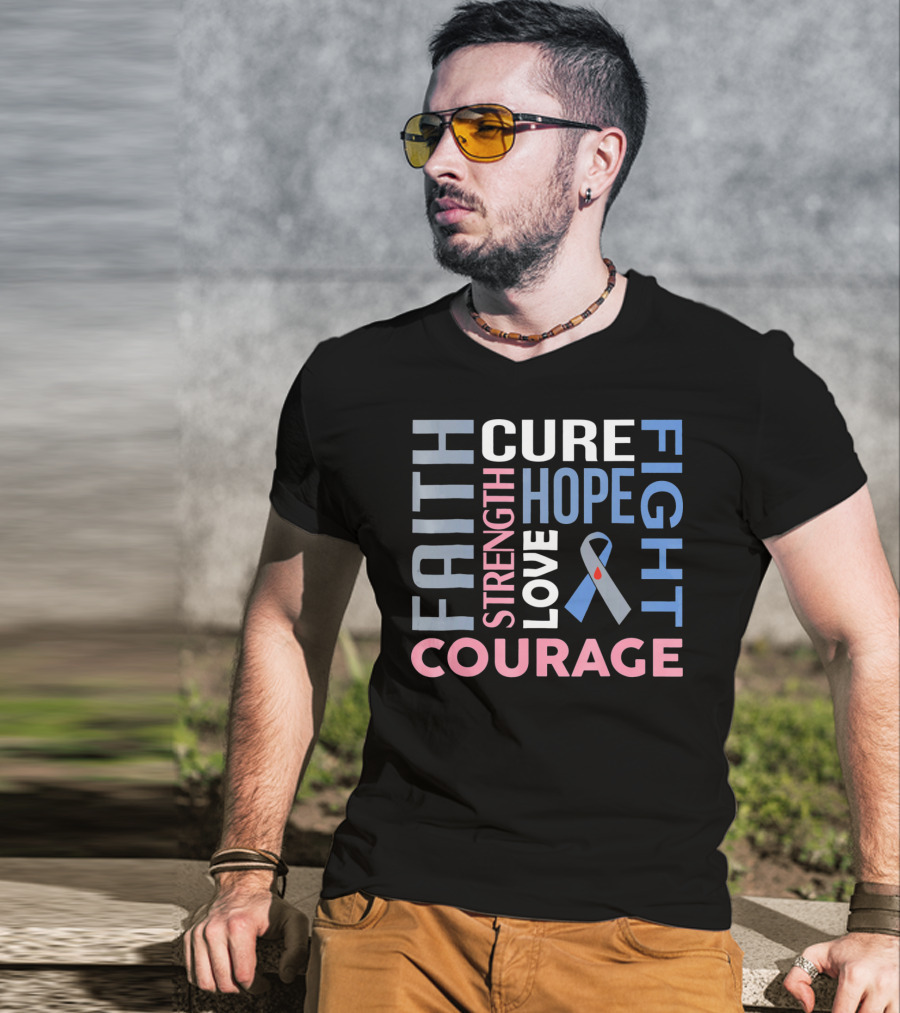 Faith Cure Fight Strength Hope Love Courage Diabetes Awareness T-Shirt
