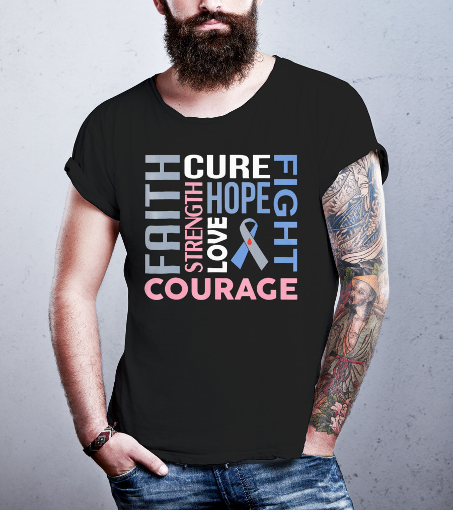 Faith Cure Fight Strength Hope Love Courage Diabetes Awareness T-Shirt