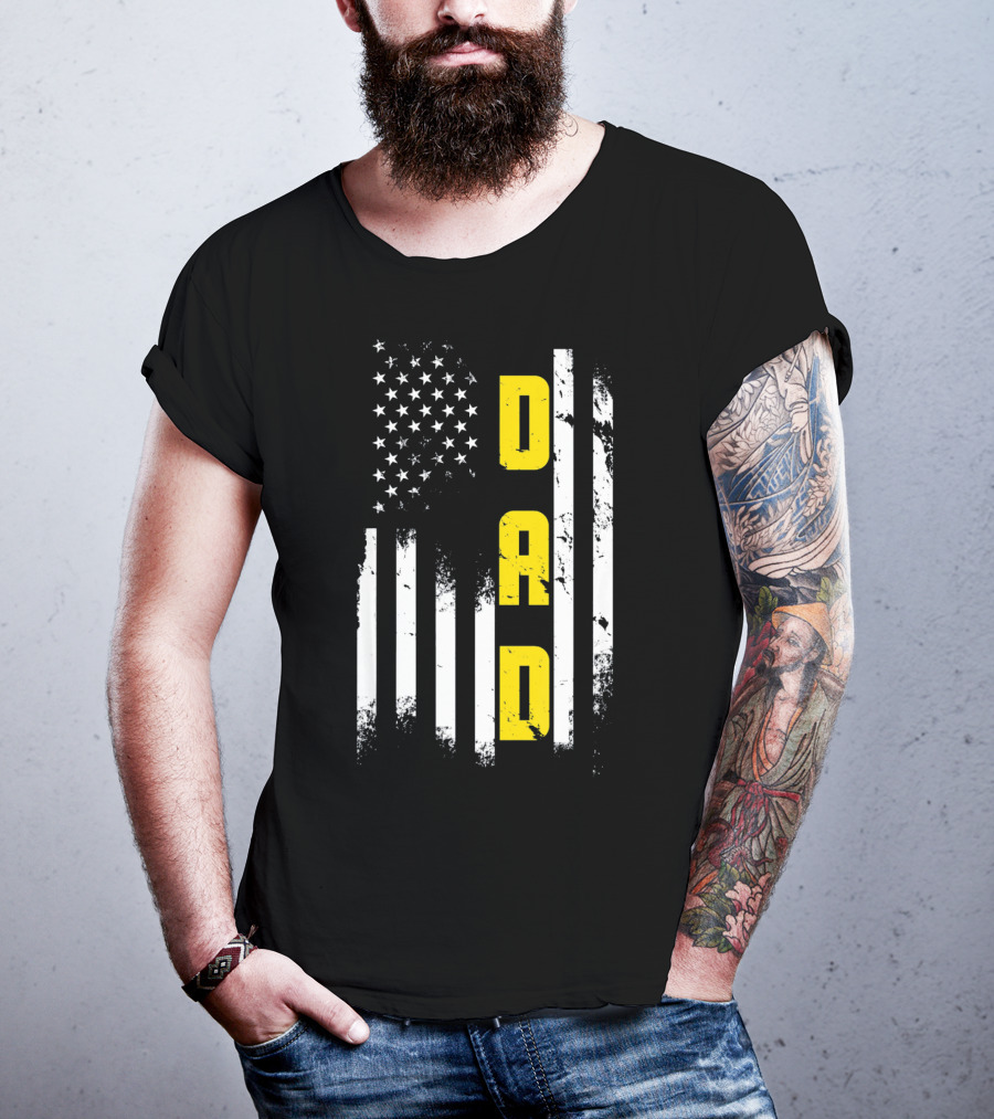 Thin Gold Line Flag Dad 911 Dispatcher Father's Day T-Shirt