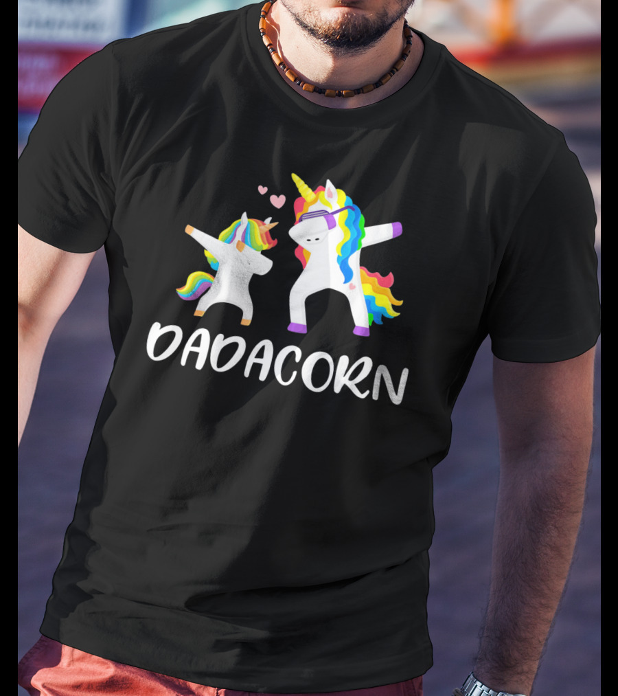 Dadacorn Rainbow Unicorn Daddy And Child Dancing T-Shirt