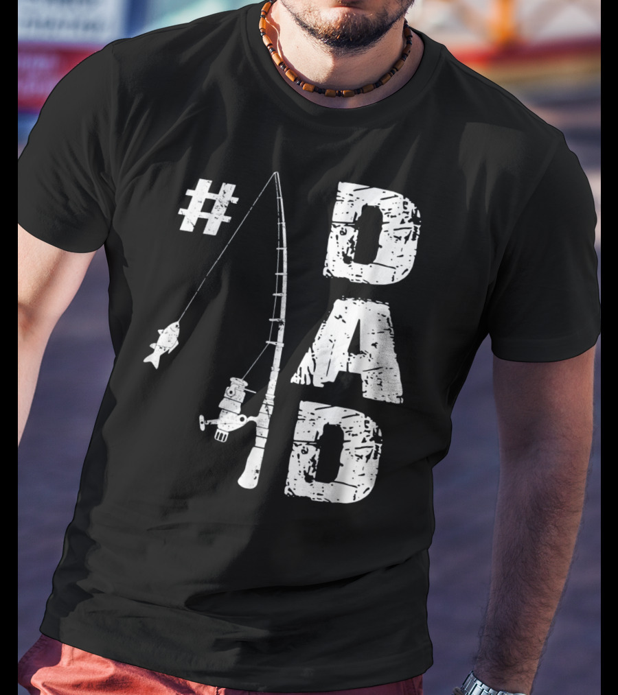 1 Dad Fishing Rod Catching Fish T-Shirt