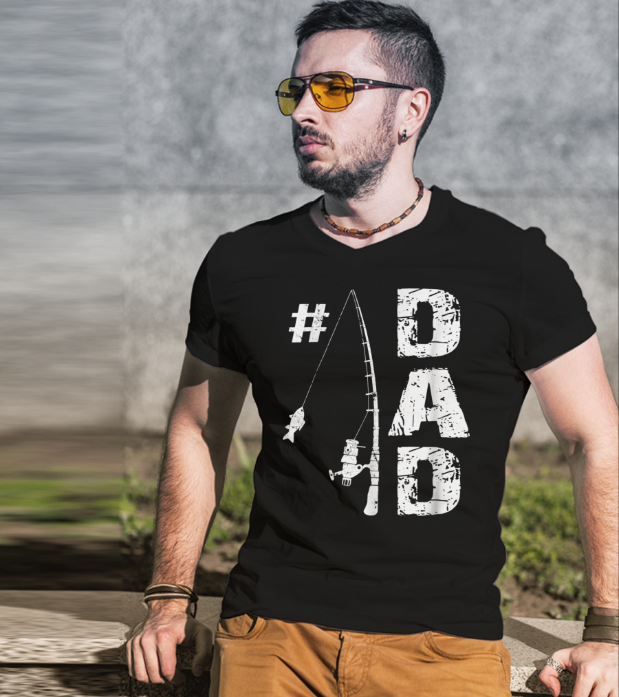 1 Dad Fishing Rod Catching Fish T-Shirt