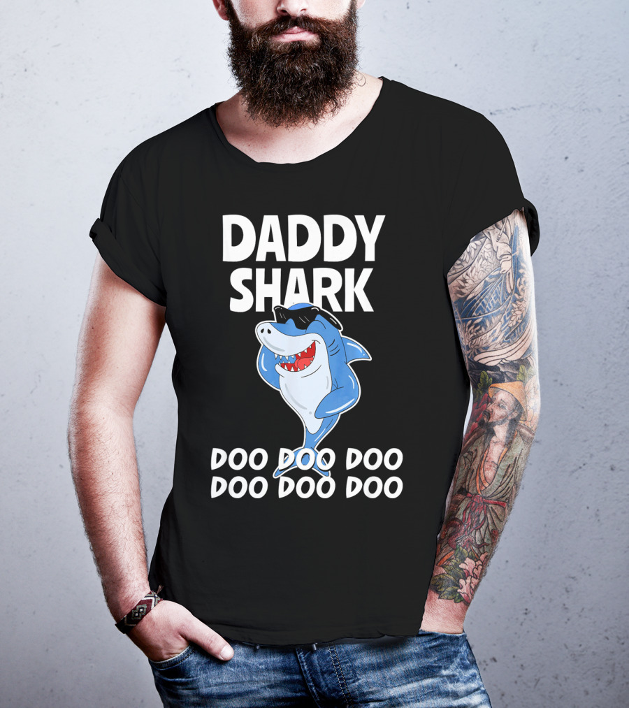 Daddy Shark Doo Doo Doo Cool Sunglasses Shark Fun T-Shirt