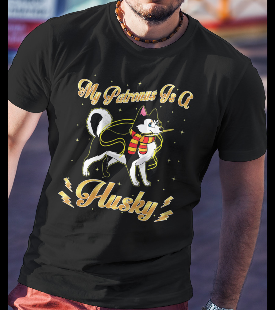 My Patronus Is A Husky Wizard Dog Frederick Scarves Spells Magic T-Shirt